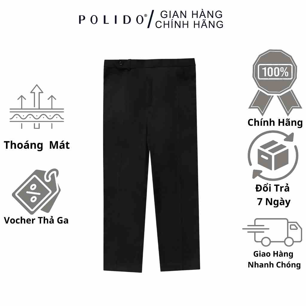 Quần Âu Ống Đứng Polido Màu Đen Chất Vải Thoáng Mát Giữ Dáng Tốt Form Slimfit Thời Trang Nam Lịch Lãm Hiện Đại Công Sở