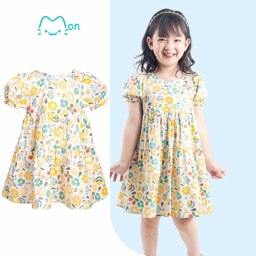 Váy bé gái họa tiết bông hoa dáng babydoll điệu đà xinh xắn cho trẻ em V2TG23S013