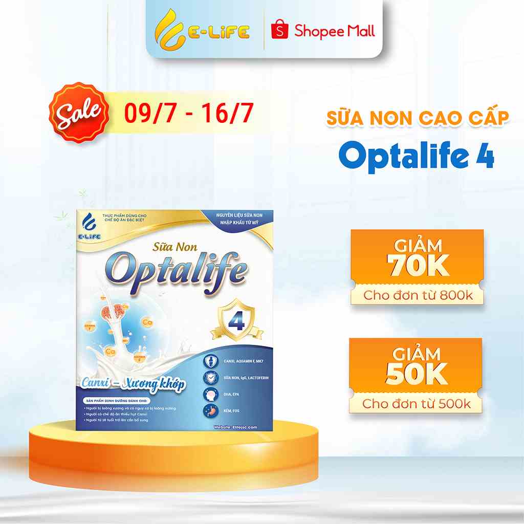 [Mã ICBFRI300 giảm 10% đơn 249K] Sữa non Optalife 4 canxi và xương khớp cho người từ 18 tuổi trở lên