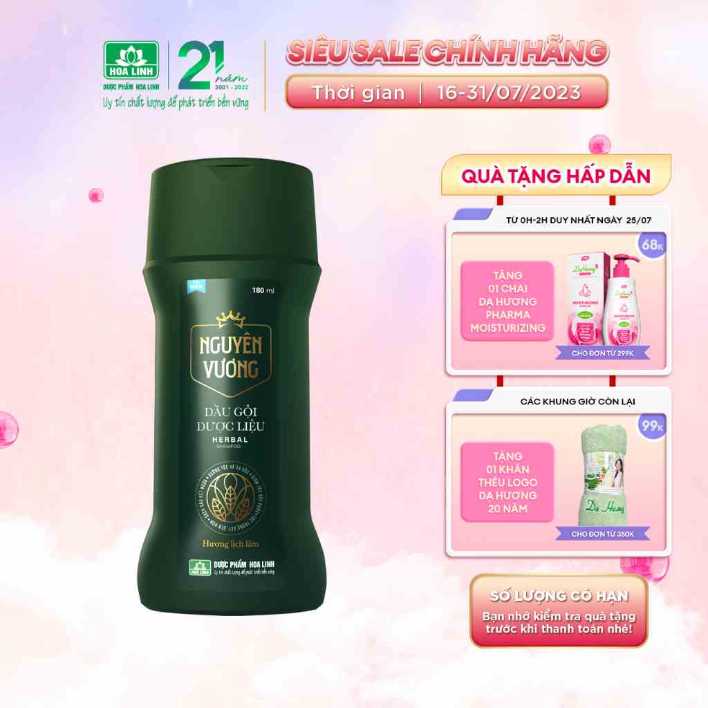 {MỚI} Dầu gội dược liệu Nguyên Vương dành cho nam chai 180ml - Hương Lịch Lãm