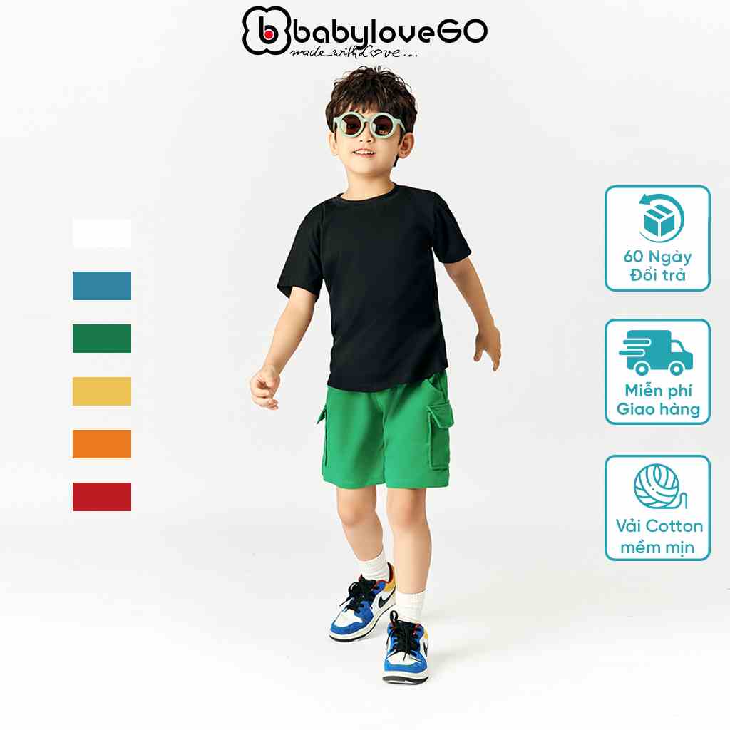 Quần đùi bé trai BabyloveGO quần short thun cạp chun túi nắp cho bé QD003