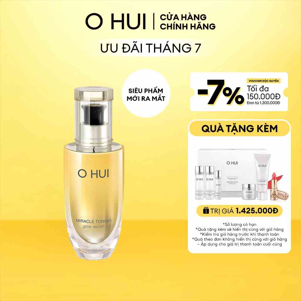 Tinh chất sáng da căn bóng chứa AHA/PHA giúp da săn chắc rạng rỡ Ohui Miracle Toning Glow Serum 50ml