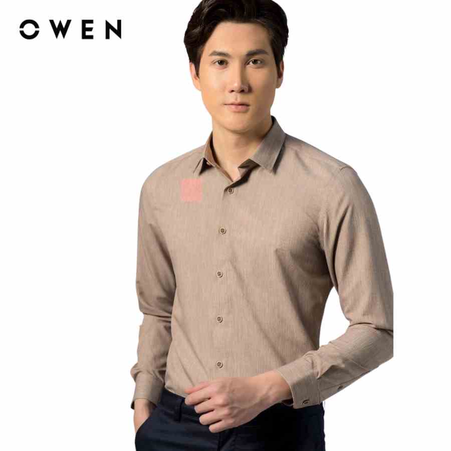 Áo sơ mi dài tay Nam Owen Slim Fit màu Nâu chất liệu Cafe - AS23361D