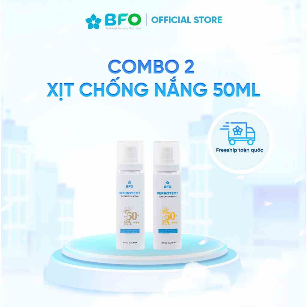 Combo Xịt chống nắng Beprotect Sunscreen Spray 50ml (Vàng + Đồng)