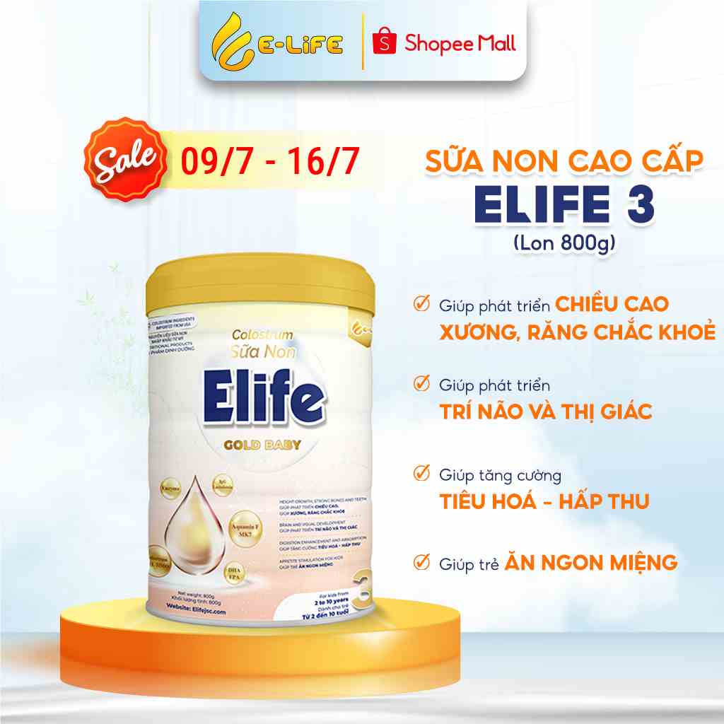 [Mã ICBFRI300 giảm 10% đơn 249K] Sữa non ELIFE 3 dành cho trẻ từ 2 đến 10 tuổi