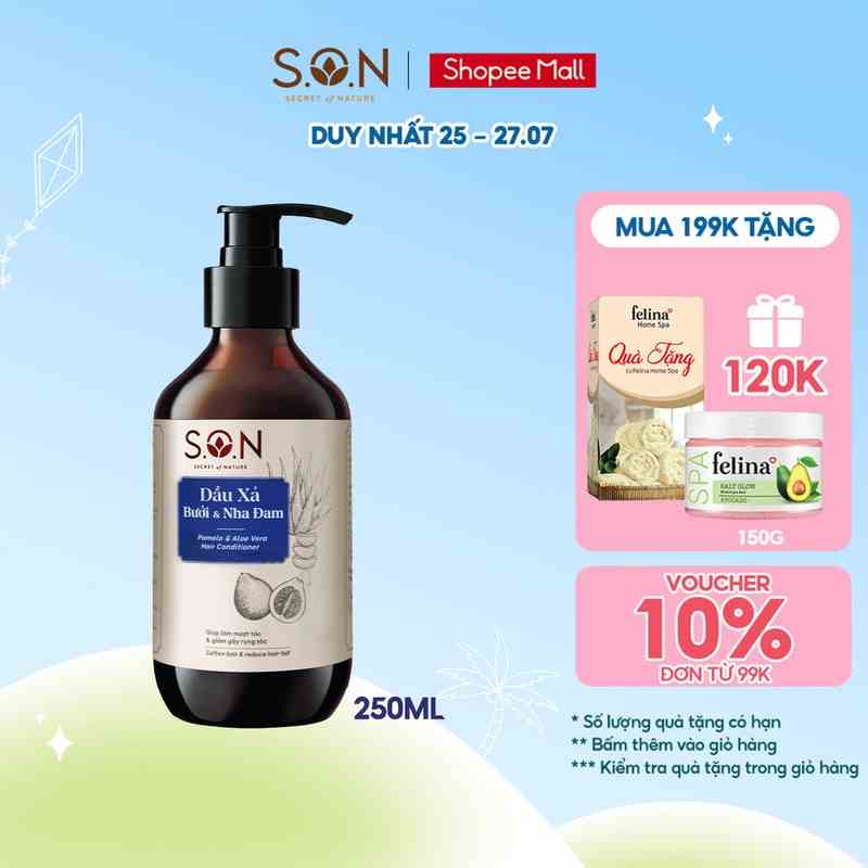 Dầu xả S.O.N Bưởi & Nha đam 250ml dành cho mọi loại tóc