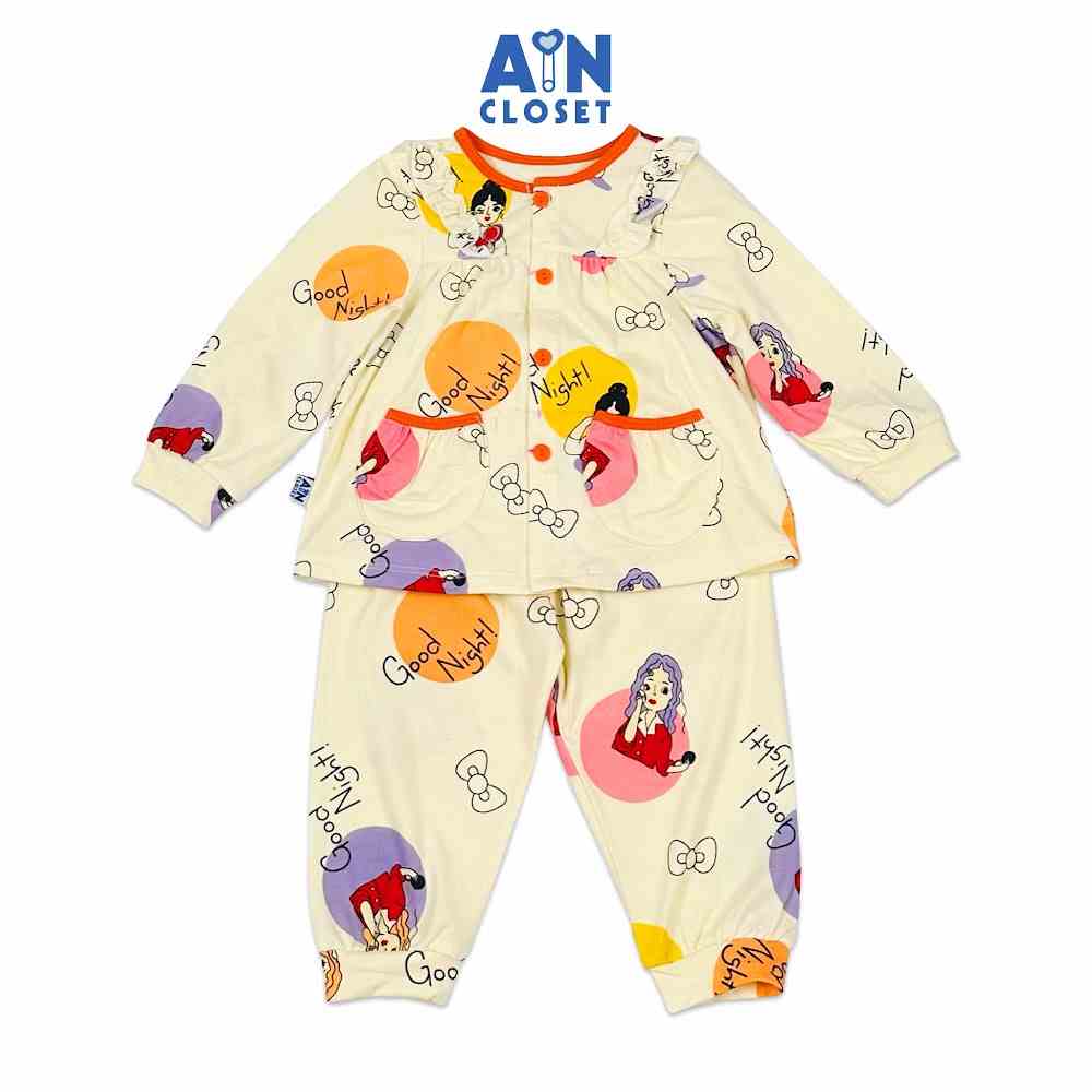 Bộ quần áo Dài bé gái họa tiết Miss Goodnight thun cotton - AICDBGBFUMPI - AIN Closet