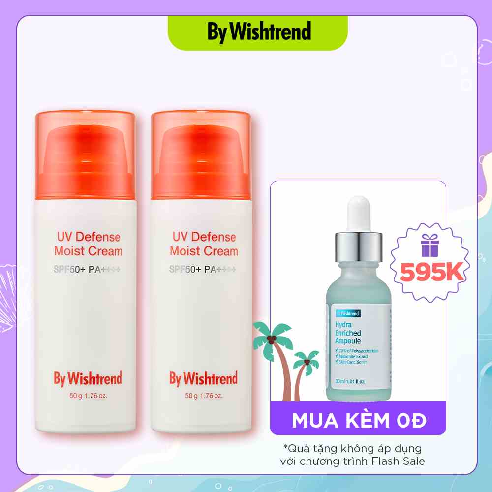 Combo 2 By Wishtrend Kem Chống Nắng UV Defense Moist Cream SPF50+PA++++ 50g