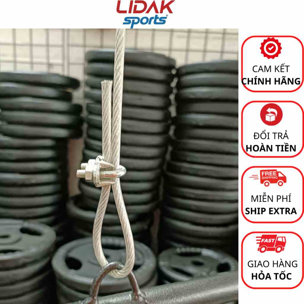 Dây cáp kéo xô đa năng dành cho máy tập điều chỉnh từ 1m8-2m bằng khóa ốc xiết cáp - LIDAK SPORT