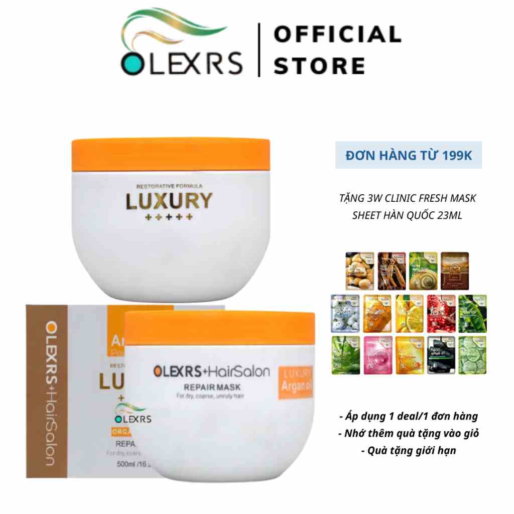 Kem Ủ Tóc Phục Hồi Siêu Mượt Olexrs Hair Salon Luxury Repair Mask 500ml (Luxury)