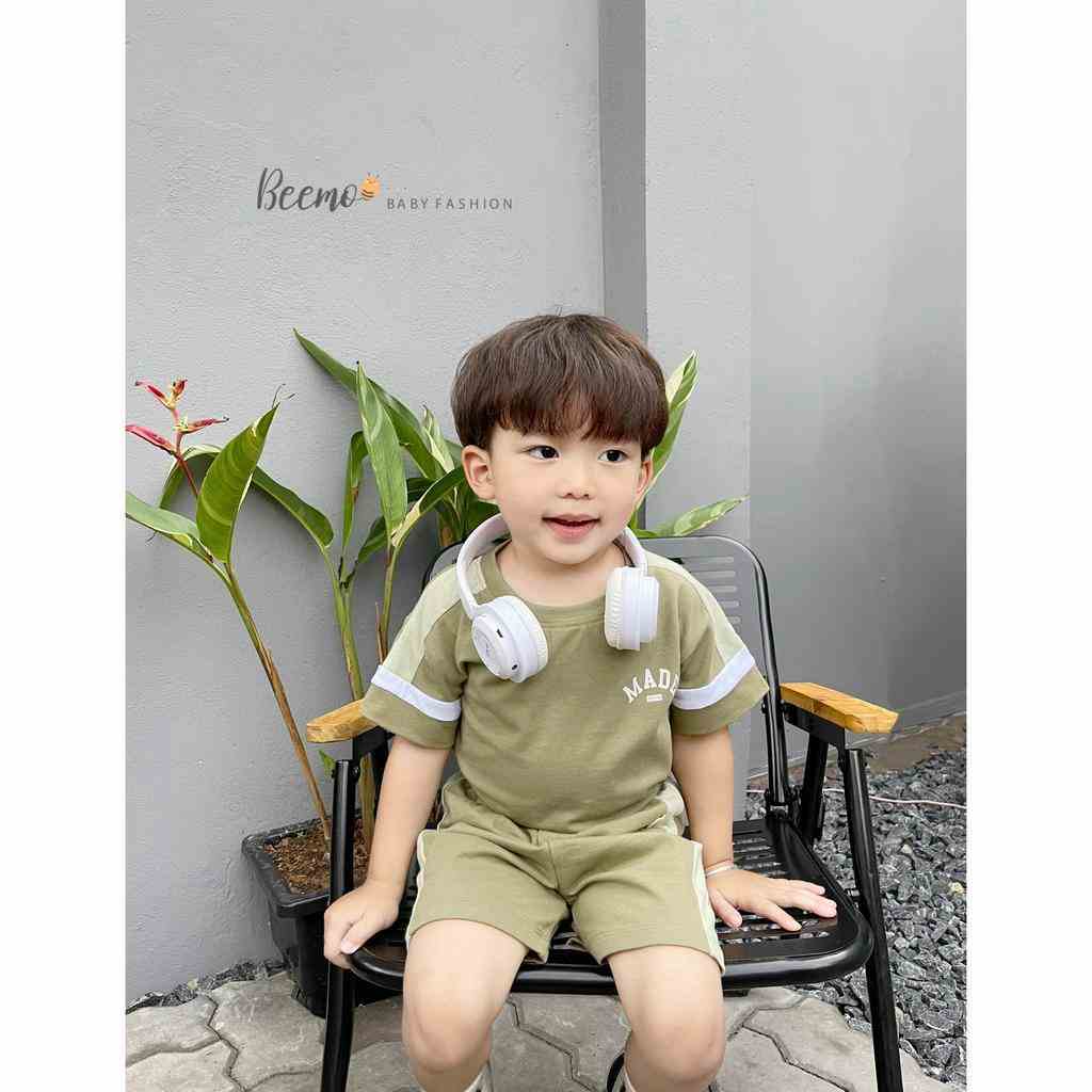 Set bộ quần áo Beemo cộc tay in chữ MADE cá tính mặc hè chất liệu cotton co giãn, mềm mịn cho bé 1 - 7 tuổi 23098B