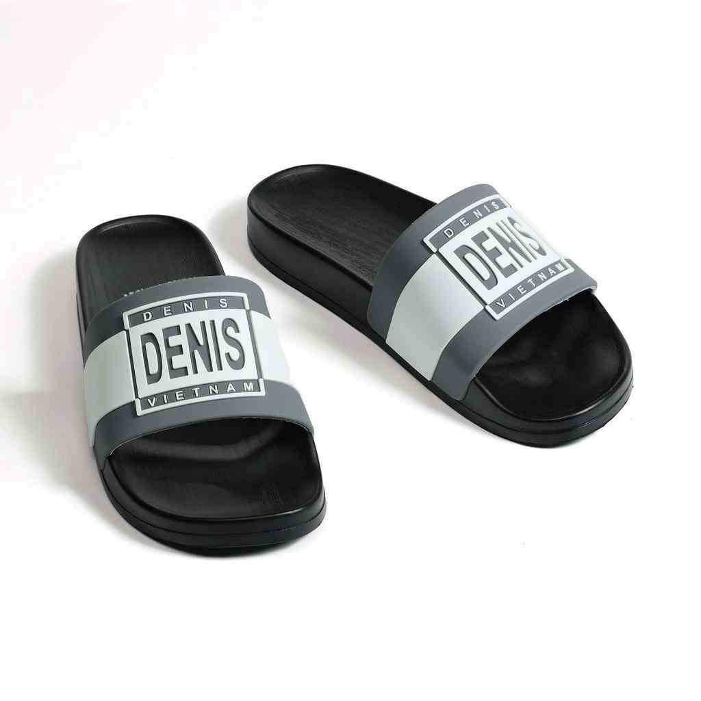 Dép quai ngang nam nữ Denis DE02 Unisex Slipper Màu xám viền trắng Ngoài trời