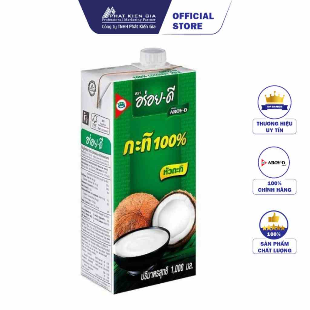 Nước Cốt Dừa Hộp Giấy Aroy-D 1L (Thái Lan)