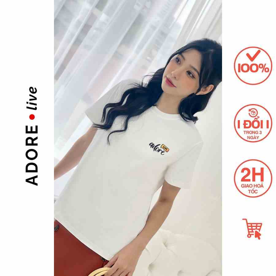 Áo Phông Basic T-shirts casual style trắng thêu Adore live 323TS0006 ADORE DRESS