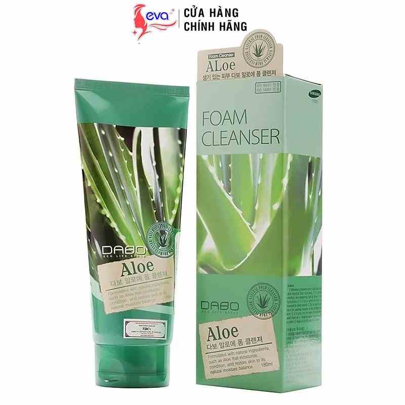 [Mã ICBFRI15 giảm 10% đơn 0đ] Sữa rửa mặt Lô Hội dưỡng ẩm trắng da Dabo Aloe Foam Cleanser 180 ml