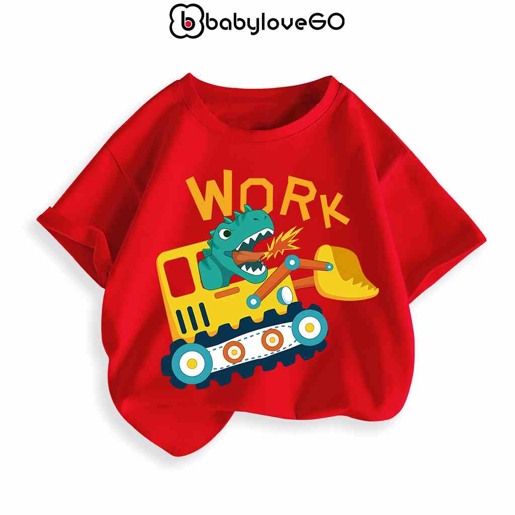 Áo thun cho bé BabyloveGO áo phông cộc tay bé trai in hình khủng long độc đáo