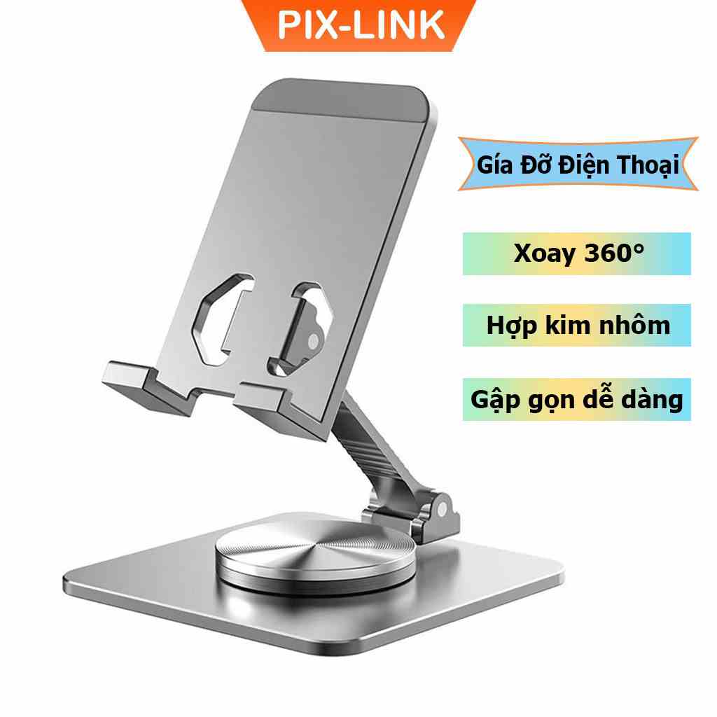 Giá Đỡ Điện Thoại Xoay 360 Độ, Giá Đỡ Pix-link X101 Dành Cho Điện Thoại, Máy Tính Bảng Chất Liệu Hợp Kim Nhôm Cao Cấp