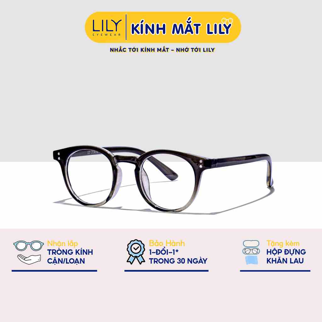 Gọng kính mắt tròn nam nữ LILYEYEWEAR chất liệu nhựa dày dặn hợp với người mặt nhỏ kiểu dáng thời trang C0013