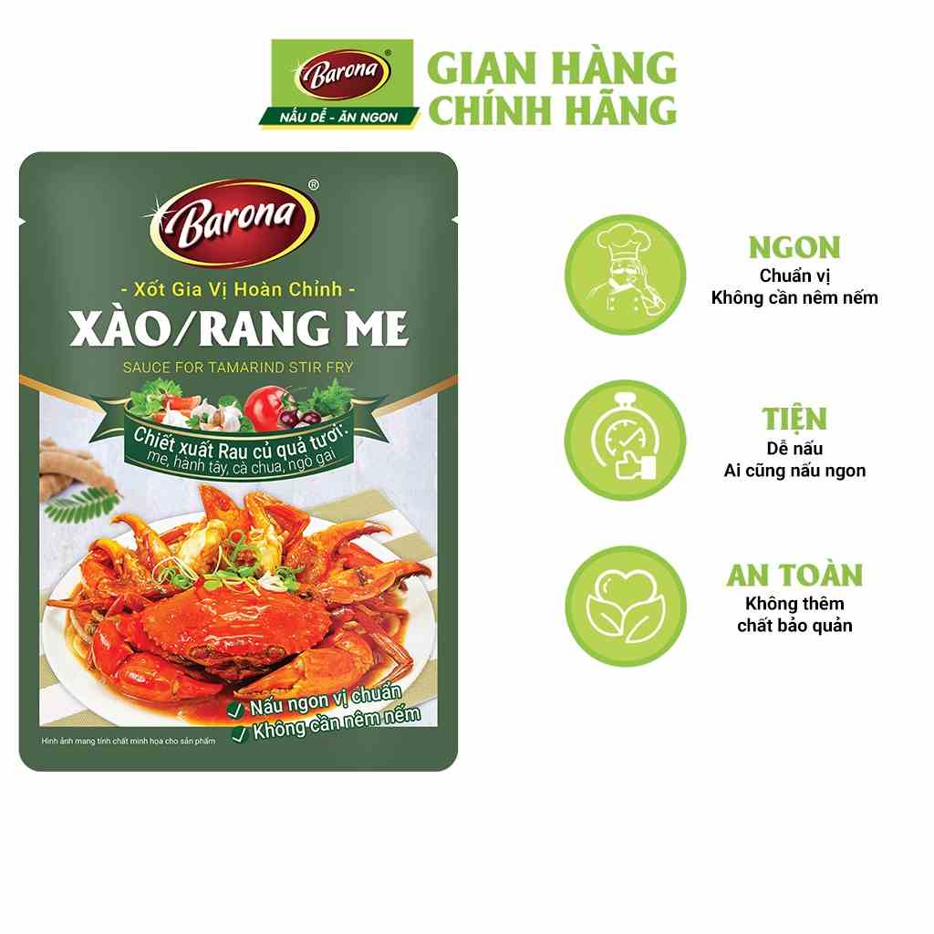 [Mã BMLT35 giảm đến 35K đơn 99K] Combo 1 hộp (20 gói) Gia Vị Xào/Rang Me Barona 80g ướp ngon chuẩn vị không cần nêm nếm