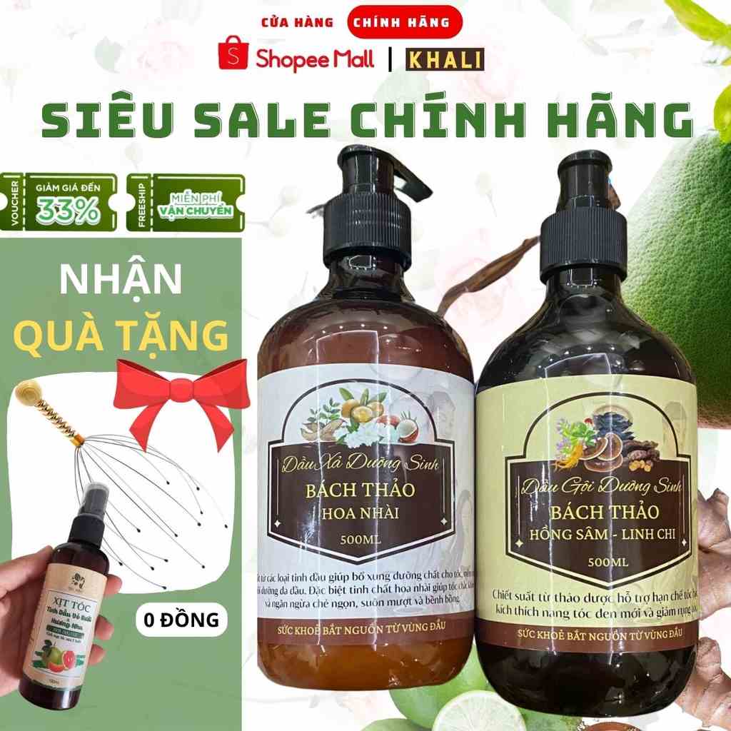 COMBO Dầu Gội Thảo Dược Bách Thảo Hồng Sâm - Linh Chi 500ml - Giúp Giảm Rụng Tóc, Sạch Gàu, Kích Mọc Tóc