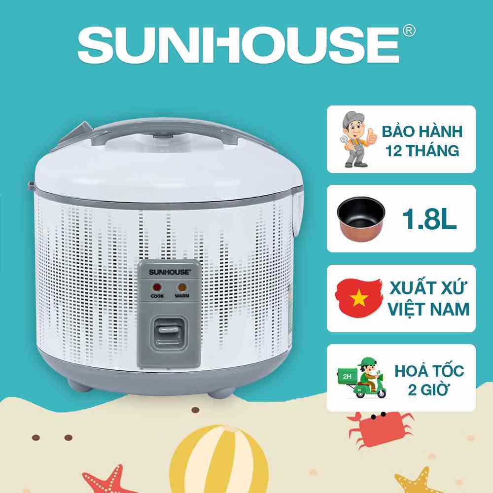 Nồi cơm điện 1.8L SUNHOUSE SHD8601 - Bảo hành chính hãng 12 tháng