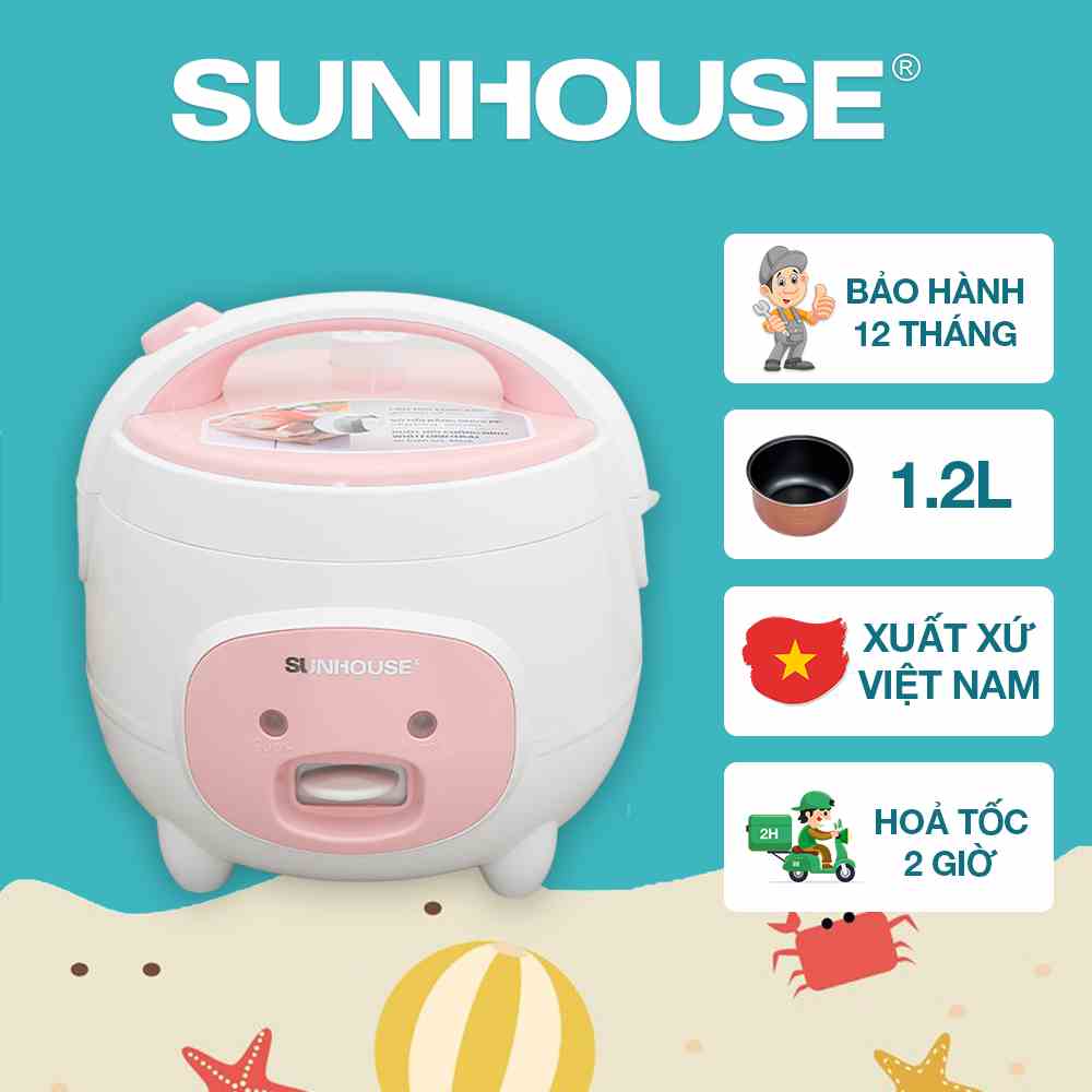 Nồi cơm điện 1.2L SUNHOUSE SHD8217W - Bảo hành chính hãng 12 tháng