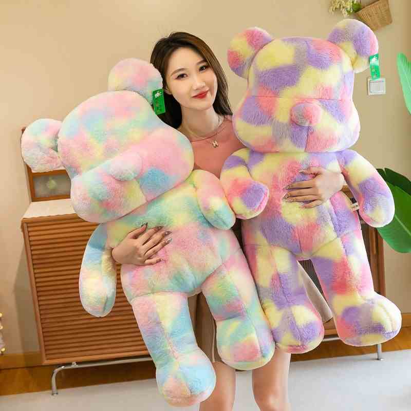 Gấu Bông Bearbrick Siêu To Bảy Sắc Cầu Vồng Thú Nhồi Trang Trí Decor - Babimama - G98