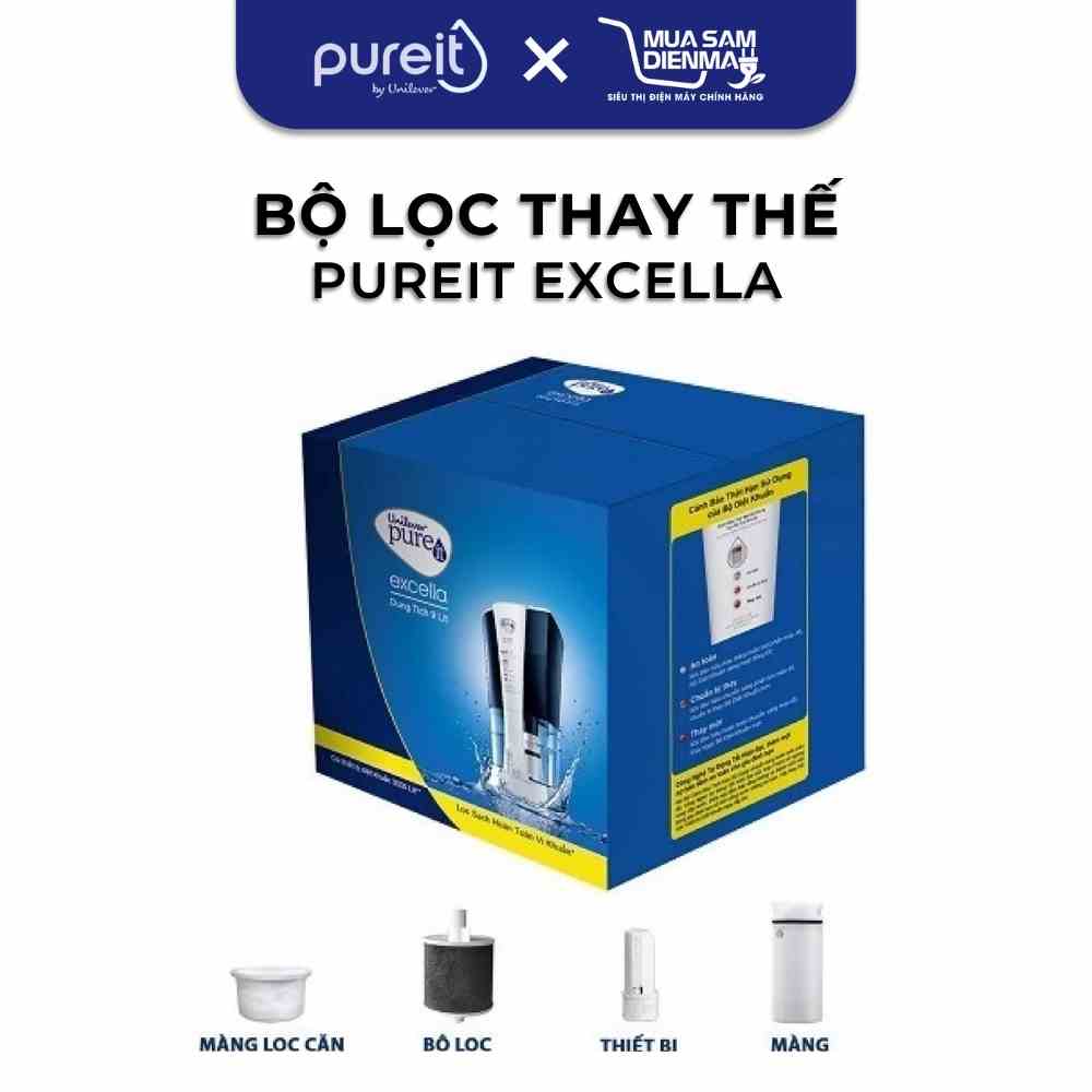 Bộ 4 lõi lọc Pureit Excella thay thế máy lọc nước Pureit Excella lọc cặn diệt khuẩn than hoạt tính công suất 3000L