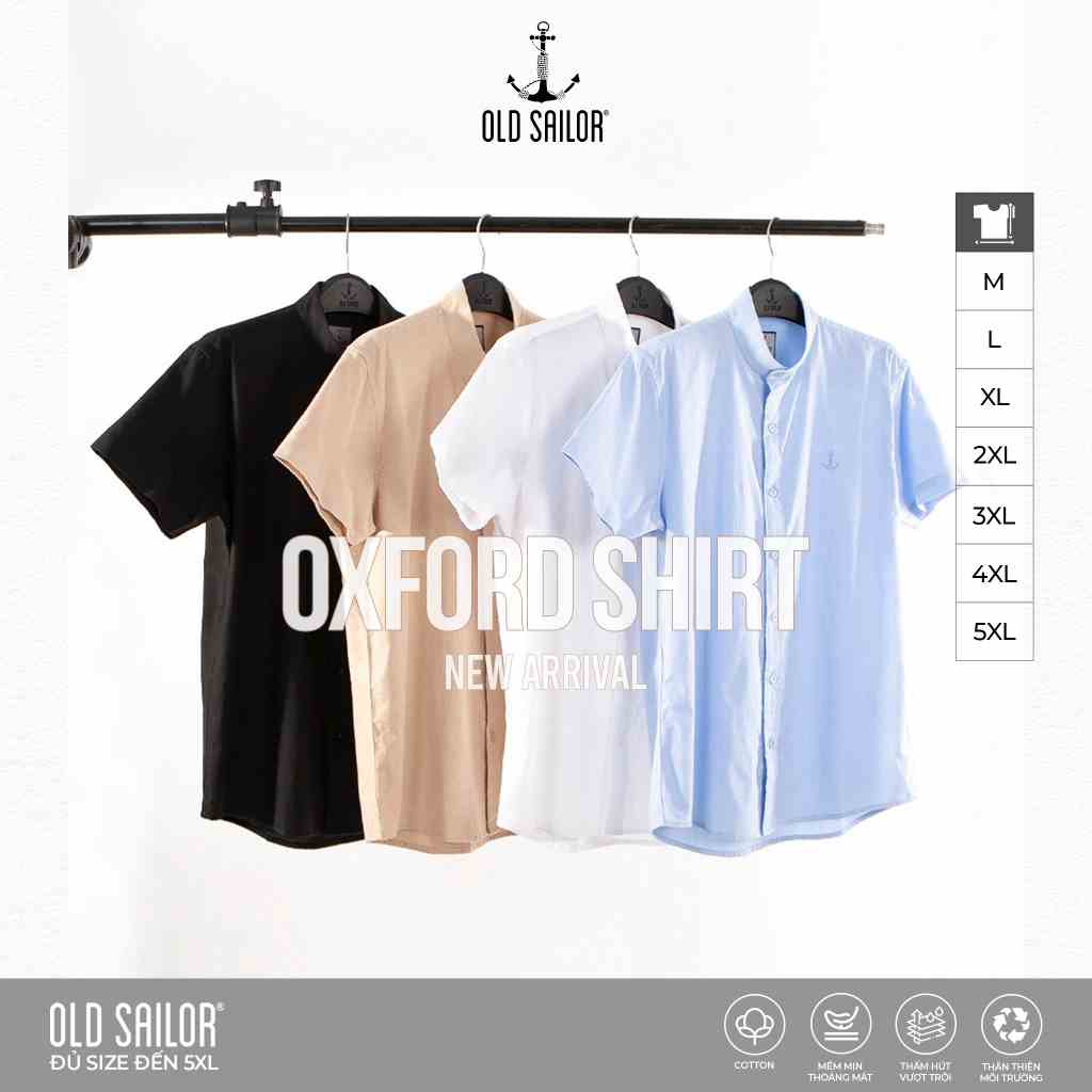 Áo Sơ Mi Nam Cổ Trụ OLD SAILOR Chất Vải Oxford Thiết Kế Basic Hàn Quốc Bigsize