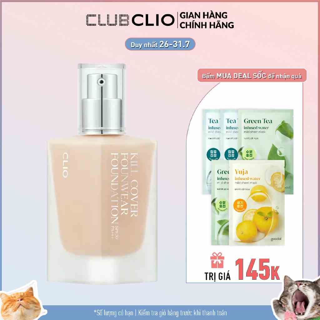 Kem Nền Che Khuyết Điểm Clio Kill Cover Founwear Foundation SPF30 PA+++ 38g