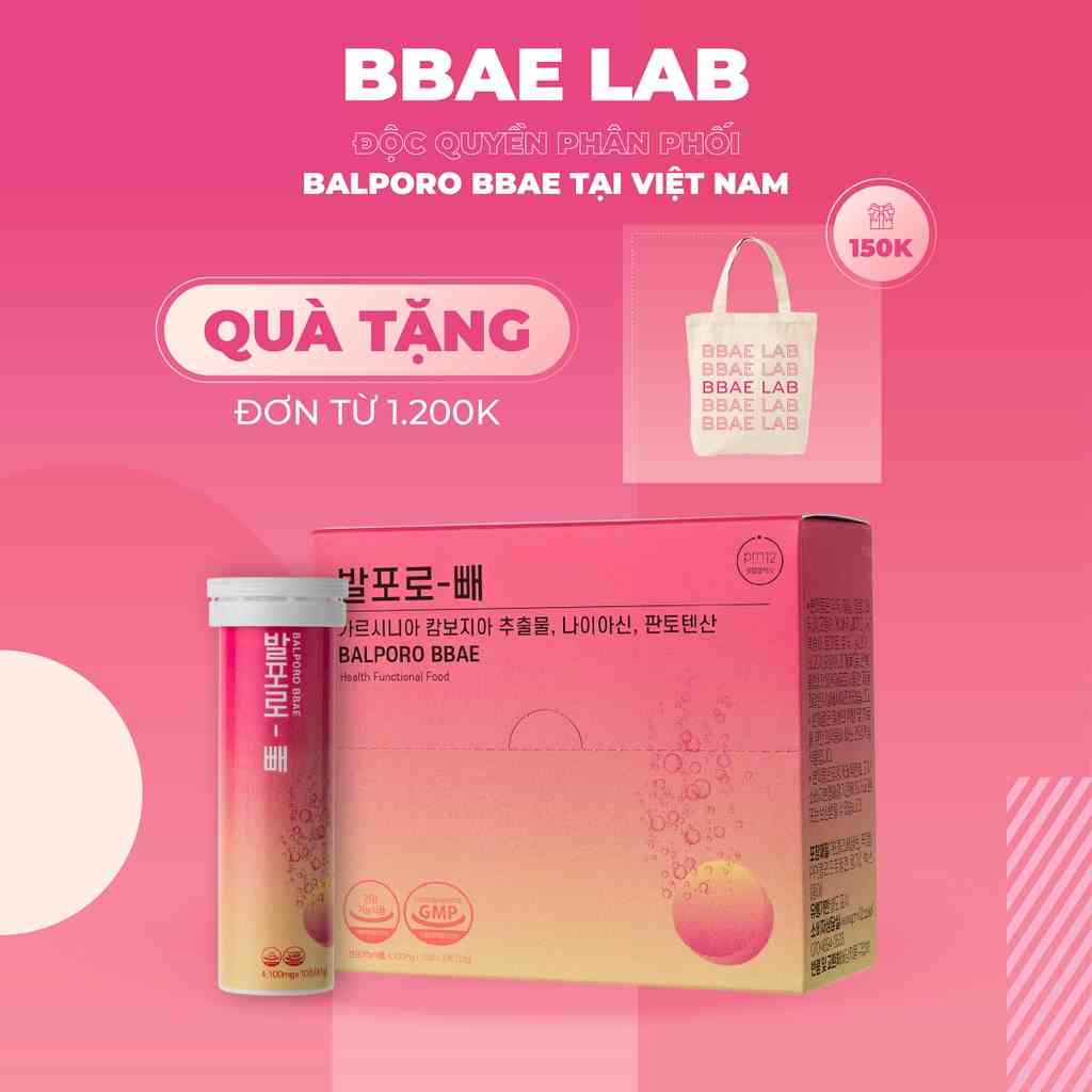 Combo Sủi giảm cân hộp 10 viên 1 lọ Balporo BBae Hàn Quốc, nhập khẩu chính ngạch, độc quyền VN bởi BBae Lab