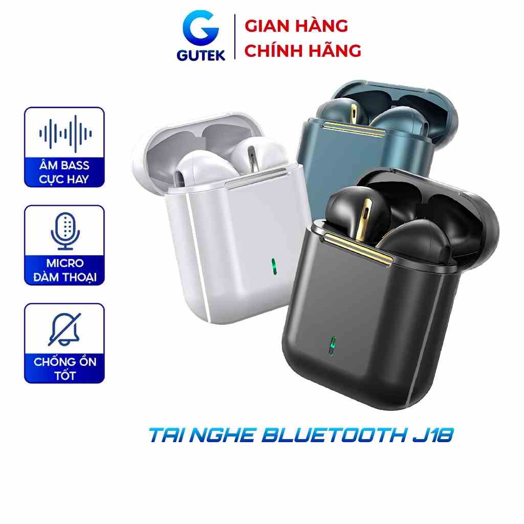 Tai nghe bluetooth không dây Gutek J18 tws 5.2 IPX5 nút cảm ứng bass mạnh có mic đàm thoại