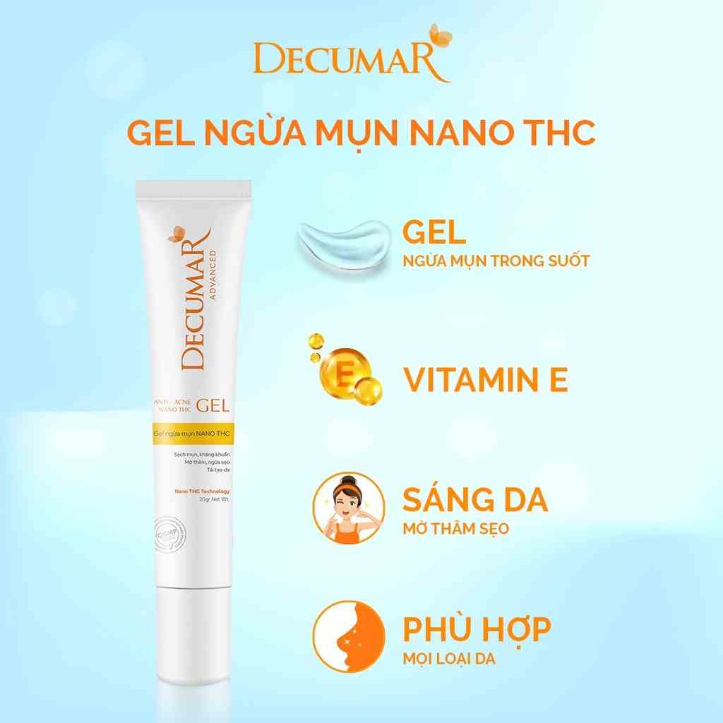 Combo ngừa mụn sáng da Decumar (Gel mụn thâm 20gr +Gel rửa mặt sáng da 50gr +Kem chống nắng sáng da 50gr)