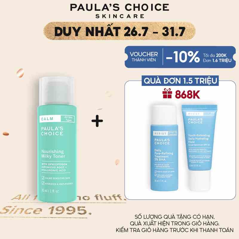 Nước cân bằng dịu nhẹ cho da nhạy cảm Paulas Choice Calm Nourishing Milky Toner 30ml 9237