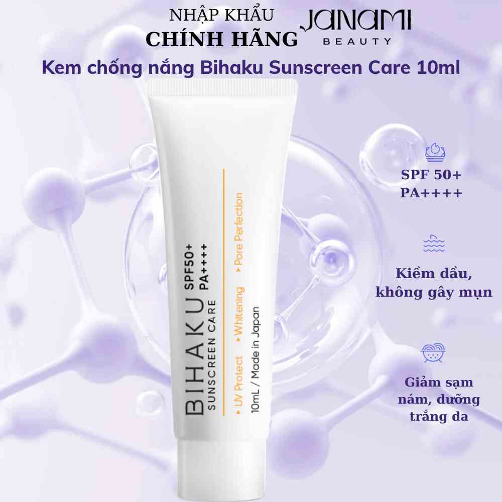 Kem Chống Nắng Bihaku Sunscreen SPF 50+, PA++++ dành cho nhạy cảm và dưỡng trắng da 10ml