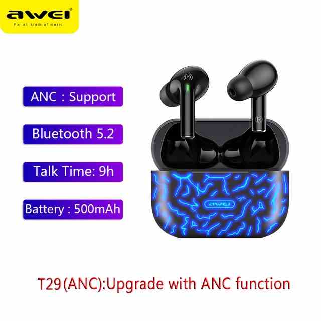 Tai Nghe Nhét Tai Awei T29 ANC Bluetooth 5.2 Nc Chống Tiếng Ồn Kèm Mic Tiện Dụng