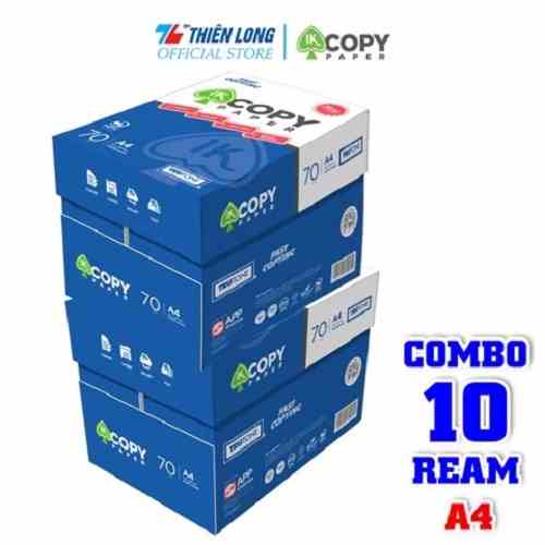 Combo 10 Ream giấy A4 70 gsm IK Copy (500 tờ) - Hàng nhập khẩu Indonesia