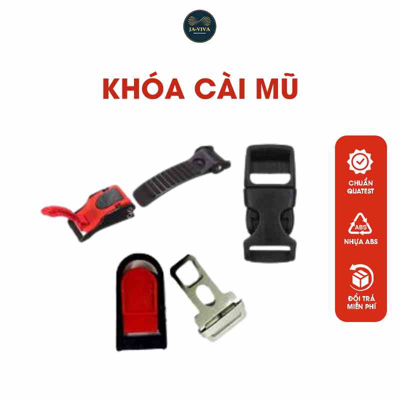 Bộ khóa cài, chốt cài quai nón mũ bảo hiểm GRO bằng inox bền đẹp, chắc chắn, an toàn