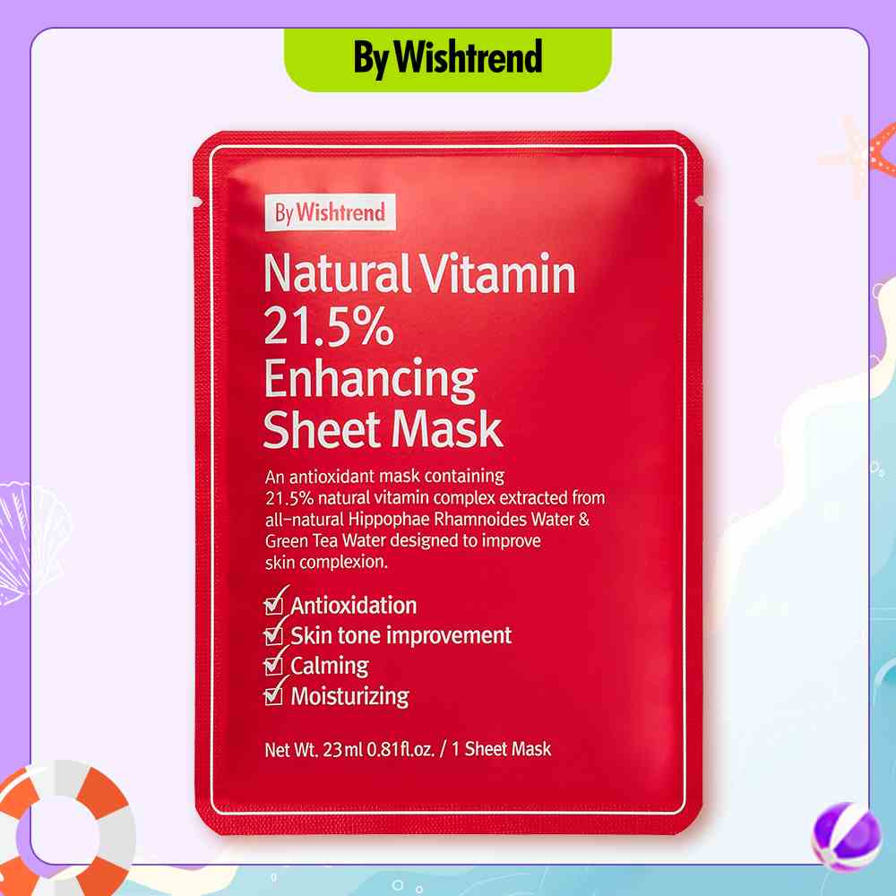 Mặt nạ dưỡng trắng da BY WISHTREND NATURAL VITAMIN 21.5% ENHANCING SHEET MASK 23ml