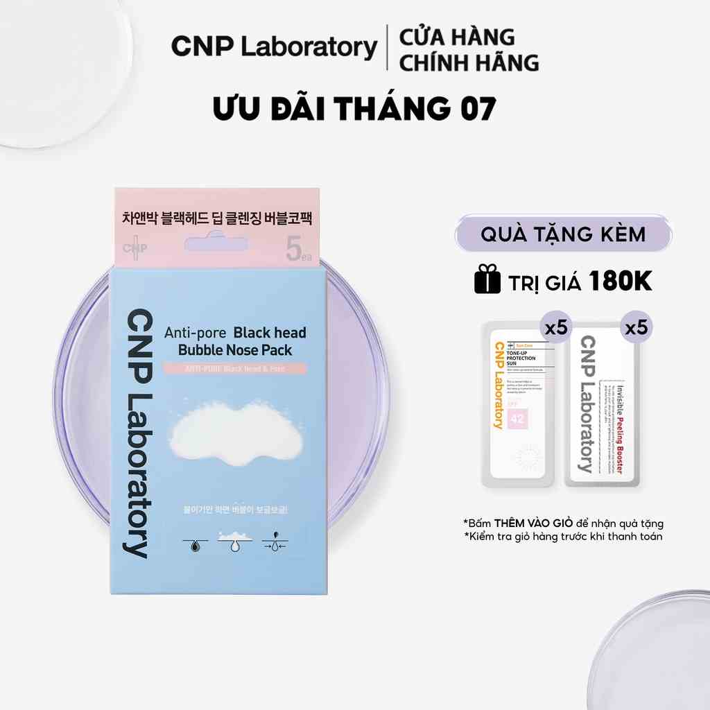 [Mã COSCNBE6 giảm 10% đơn 500K] Bộ 5 măt nạ lột mụn đầu đen vùng mũi CNP Anti-Pore Black Head Bubble Nose Pack