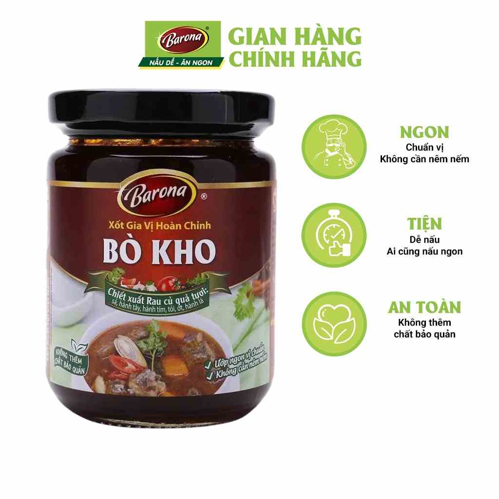 Gia Vị Bò Kho Barona dạng hũ 250g ướp ngon chuẩn vị không cần nêm nếm