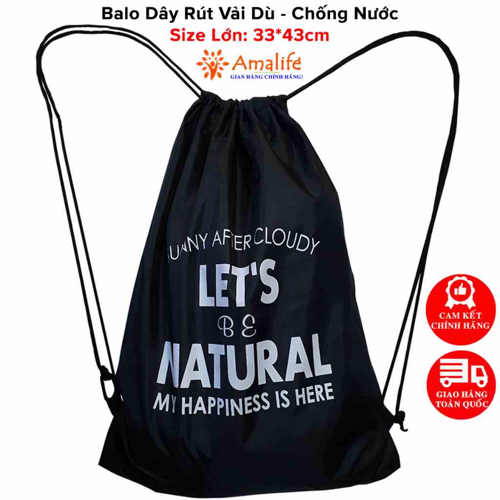 Balo Dây Rút Unisex Đựng Đồ Đa Năng, Túi Gấp, Túi Dây Rút Vải Dù Chống Thấm Nước Chính Hãng Amalife