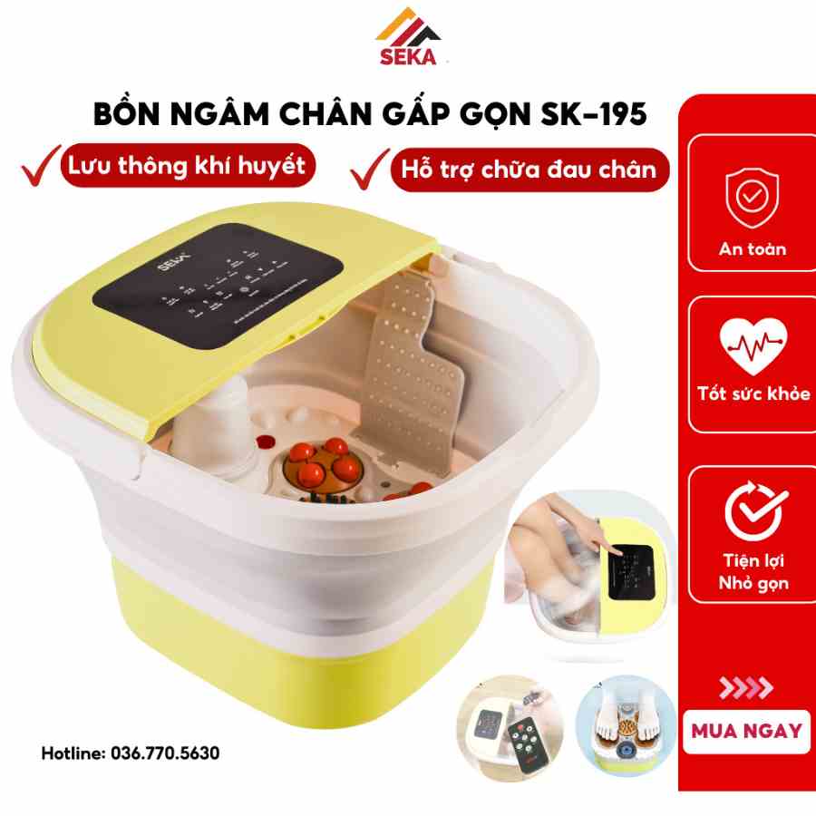 Bồn Ngâm Chân, Massage Chân SEKA SK195 gấp gọn con lăn tự động, bảo hành 24 tháng