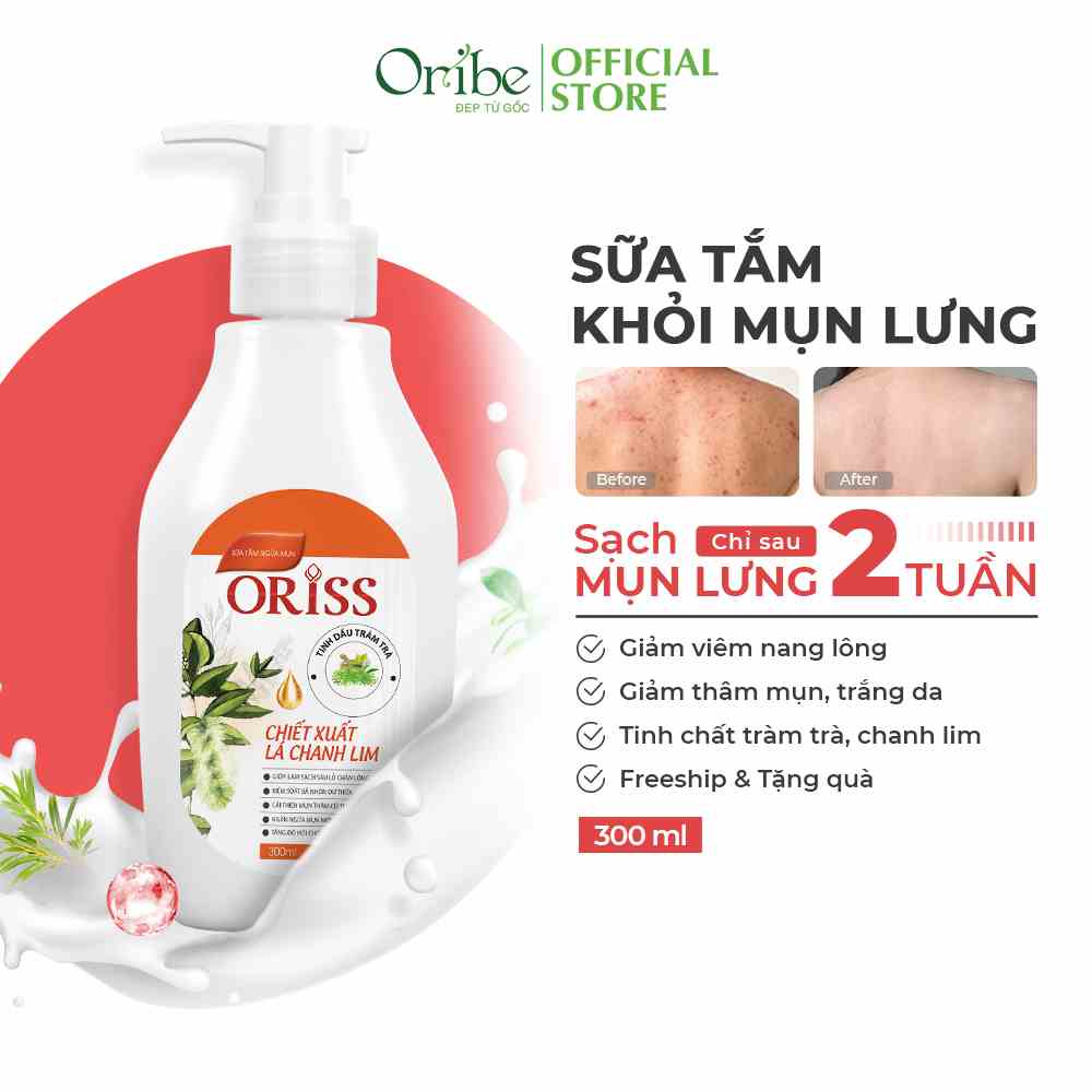 [Mã BMLTB200 giảm đến 100K đơn 499K] [HÀNG MỚI VỀ] Sữa Tắm Khỏi Mụn Lưng Oriss Giảm Thâm Mụn, Viêm Nang Lông Chai 300ml