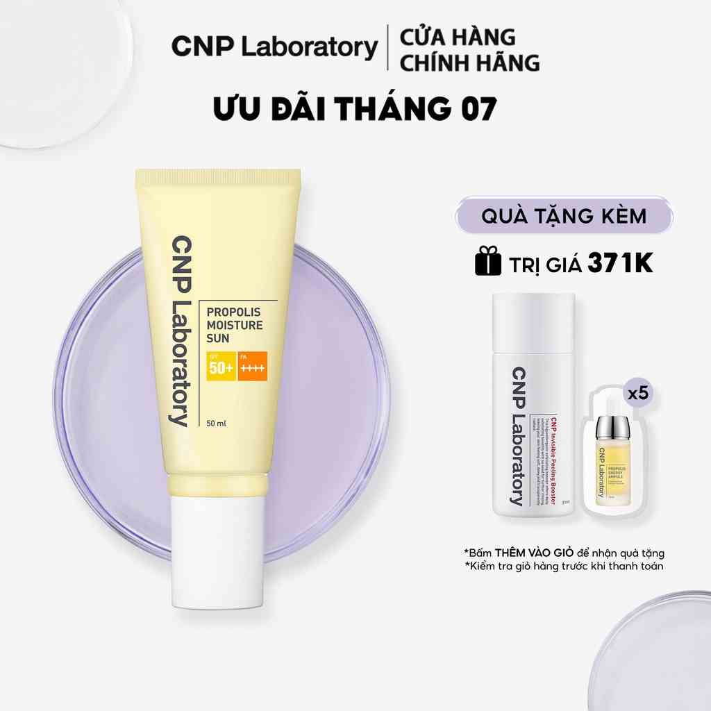 [Mã COSCNBE6 giảm 10% đơn 500K] Kem chống nắng keo ong cấp ẩm cho da hỗn hợp thiên khô CNP Propolis Moisture Sun 50ml