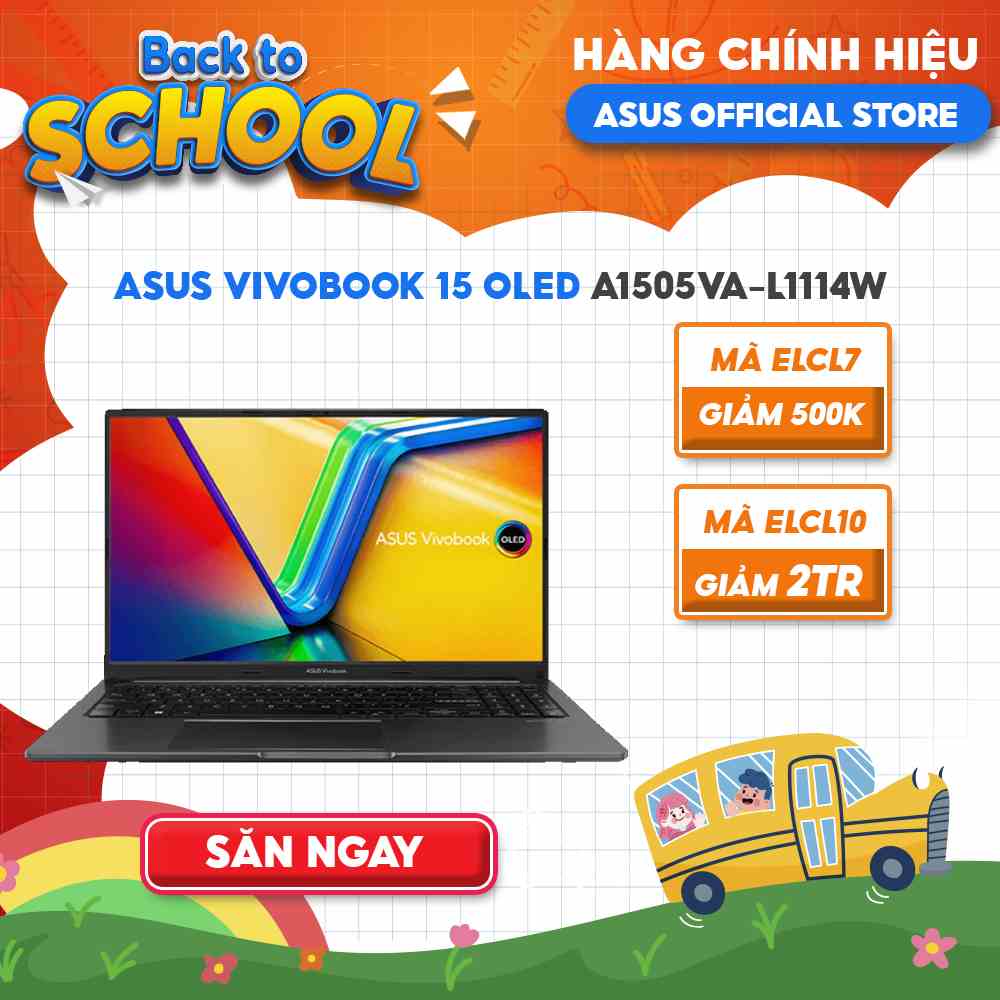 [Mã ELCL12 giảm 12% đơn 10TR] Laptop ASUS VivoBook 15 OLED A1505VA-L1114W i5-13500H | 16GB | 512GB | 15.6 FHD OLED