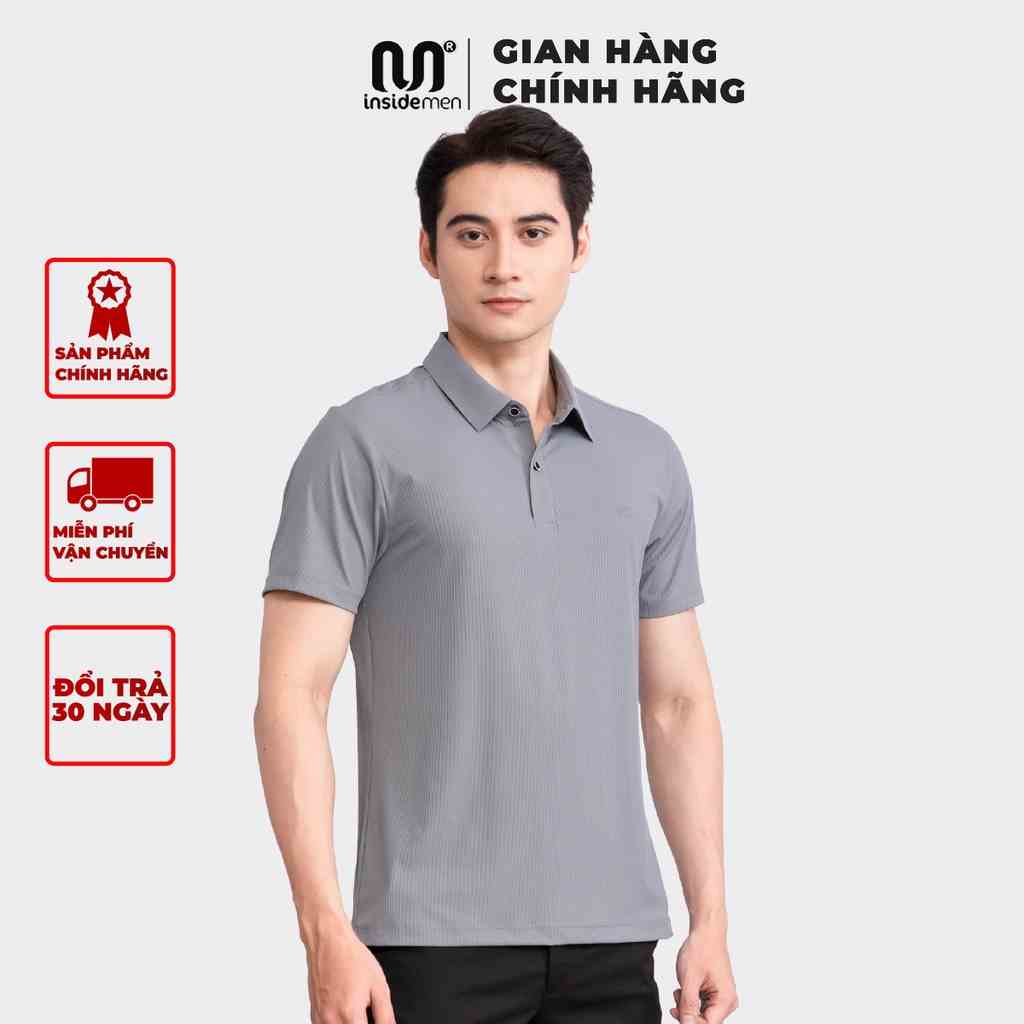 Áo polo nam INSIDEMEN trơn công sở dáng regular fit vải cá sấu cotton cao cấp ngắn tay cực sang trọng IPS050S3