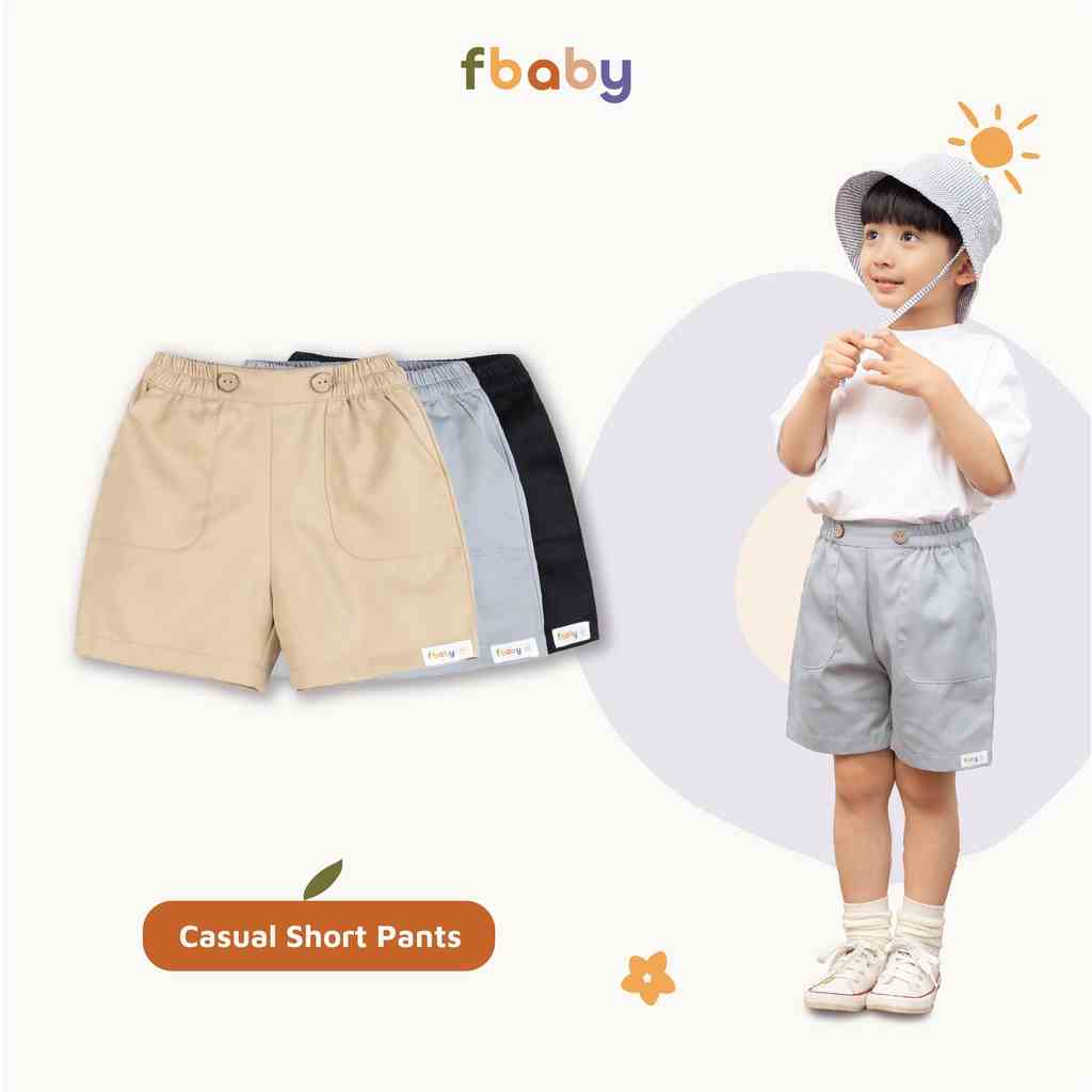 Quần đùi bé trai Kaki 2 cúc đính tag Fbaby - FQ005