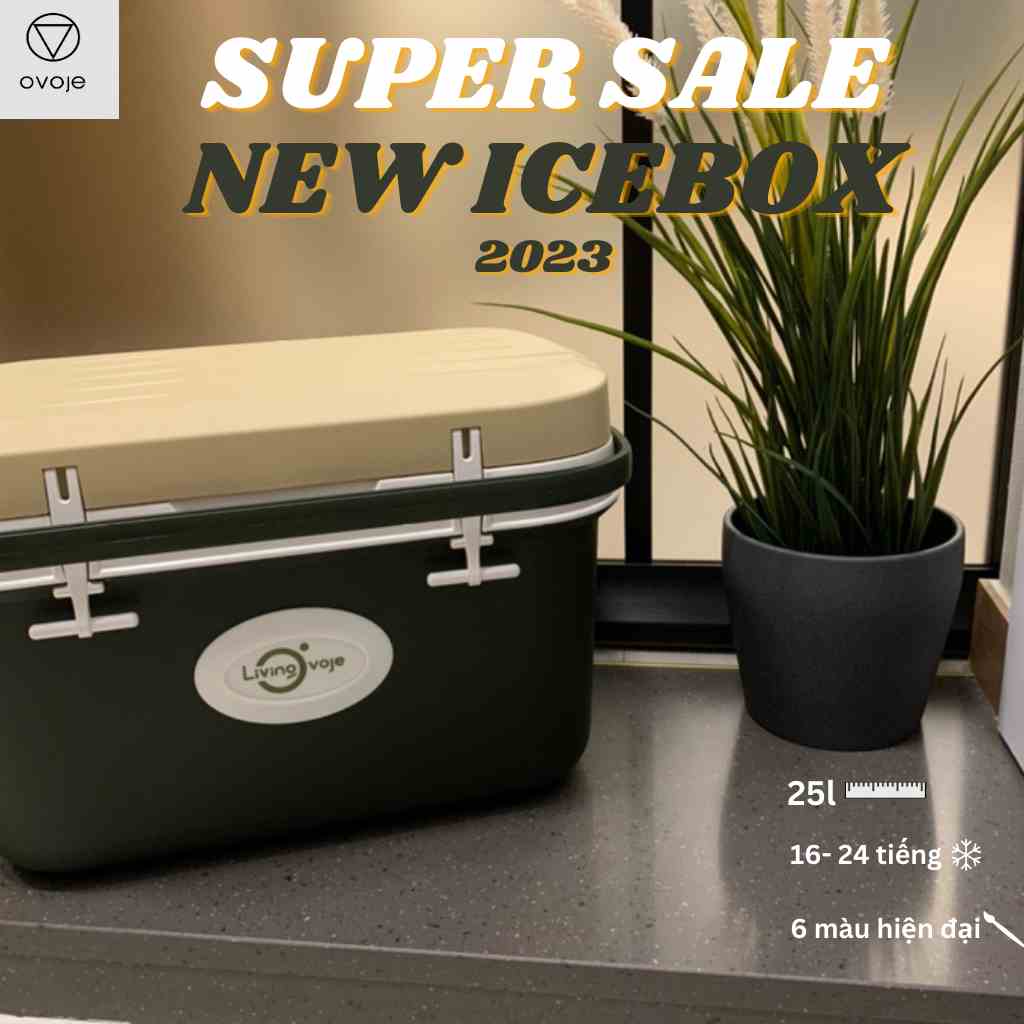 Thùng đá giữ nhiệt - 25L- Thùng giữ nhiệt Ice box Living Ovoje 2023 - THIẾT KẾ MỚI Dung tích 25L giữ đá lâu