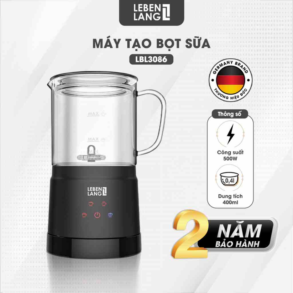 Máy đánh bọt cà phê, tạo bọt sữa LEBENLANG LBL3086, dung tích 400ml, 4 chế độ nóng lạnh , bảo hành 2 năm - chính hãng